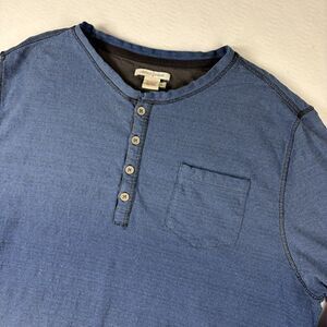 Carbon 2 Cobalt Henley Shirt Mens XL Blue Long Sleeve Cotton Slub Pocket T-Shirt